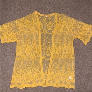 From a local boutique, yellow lace kimono